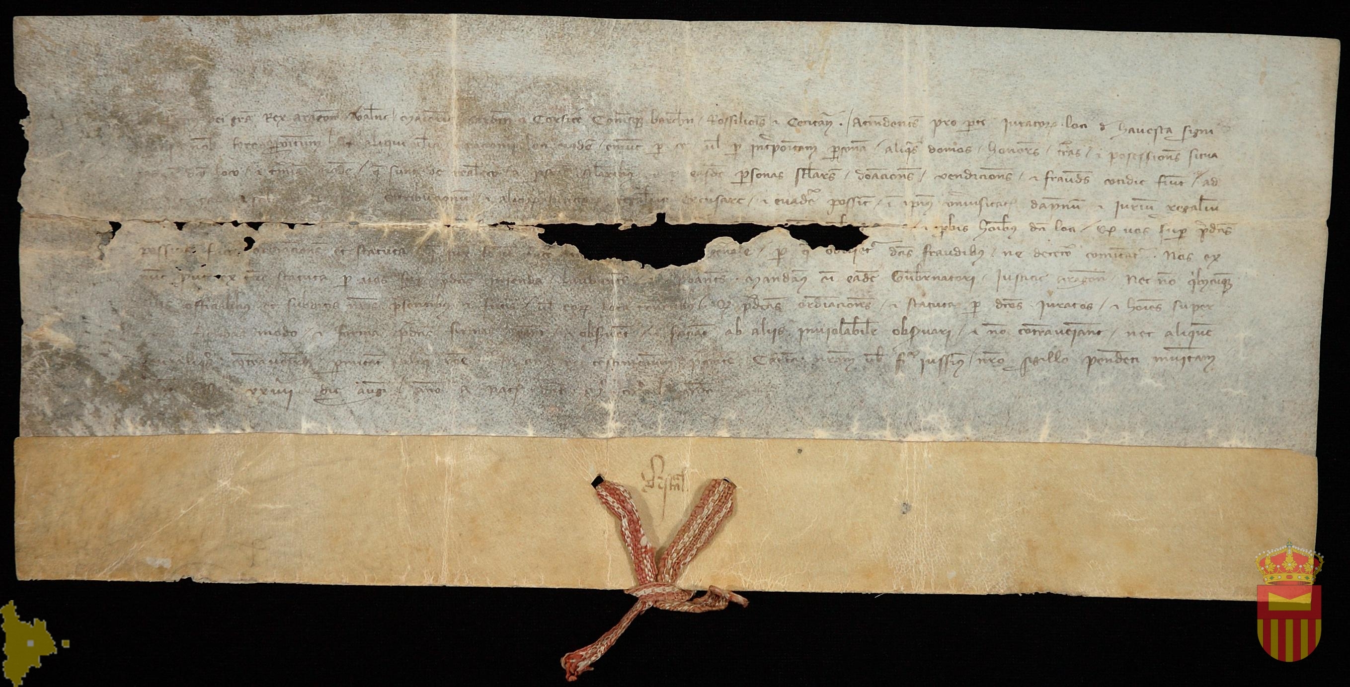 Pedro IV concede a los habitantes de Adahuesca una exención fiscal de acuerdo con los estatutos de tierras de realengo